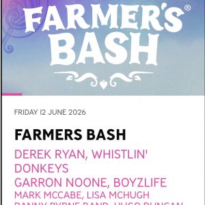 Bus to Farmer’s Bash at Belsonic on 12th June 2026